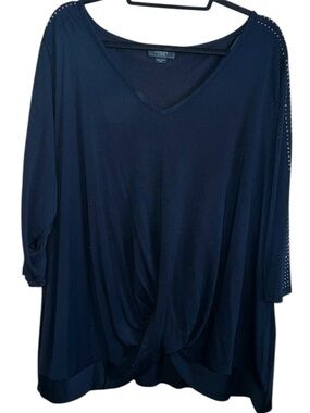 𝐁𝐄𝐋𝐋𝐃𝐈𝐍𝐈 |BLACK RHINESTONE SLEEVE TWIST TOP